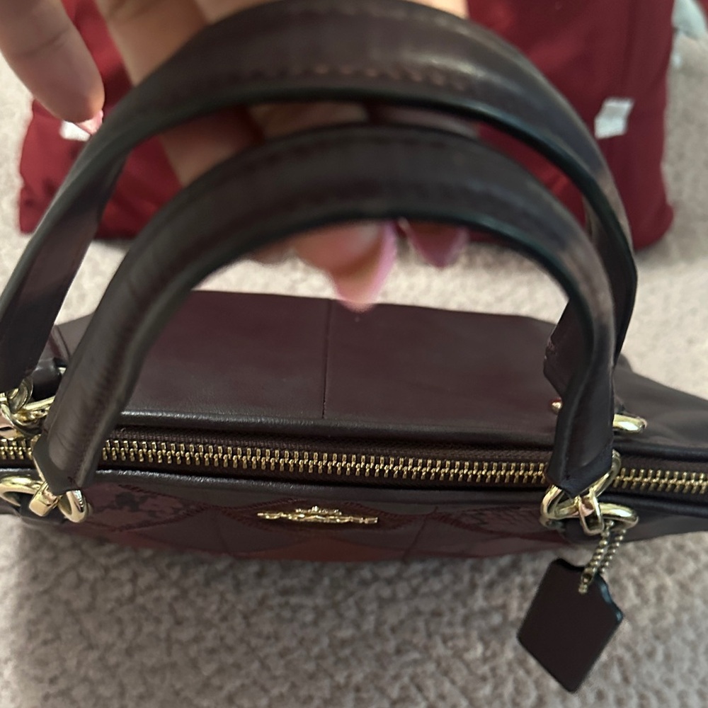 Coach Red and Brown Satchel Bag - Picture 3 of 11